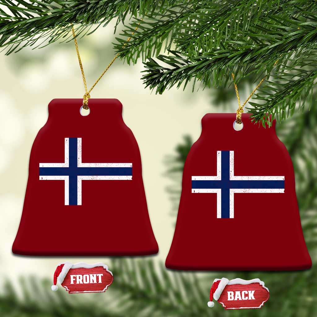 Norway Flag Ceramic Ornament Distressed Norwegian Norge Nordic Red White Blue Symbol TS10 Print Your Wear