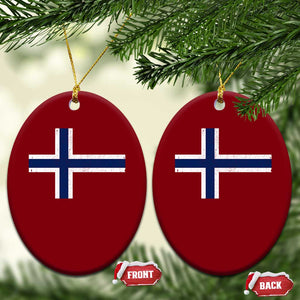 Norway Flag Ceramic Ornament Distressed Norwegian Norge Nordic Red White Blue Symbol TS10 Print Your Wear