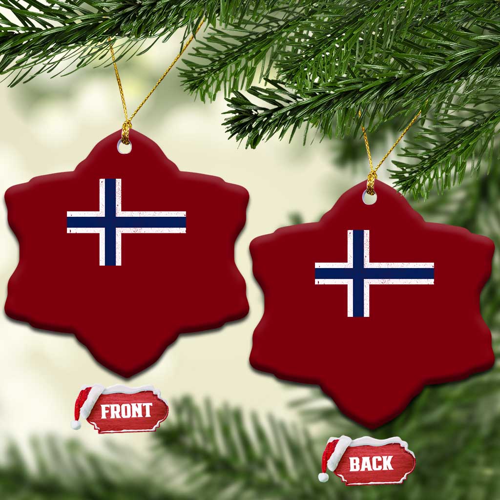 Norway Flag Ceramic Ornament Distressed Norwegian Norge Nordic Red White Blue Symbol TS10 Print Your Wear
