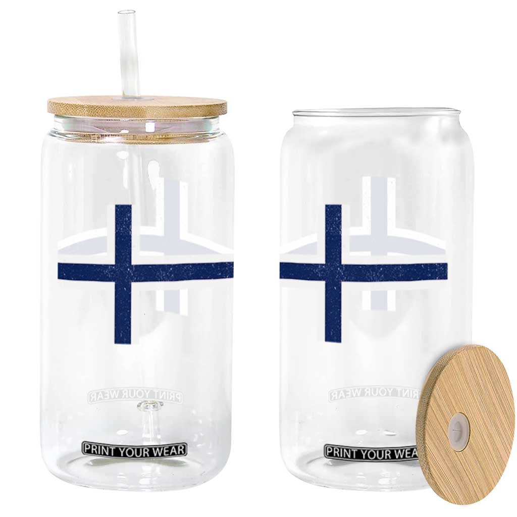 Norway Flag Glass Can Distressed Norwegian Norge Nordic Red White Blue Symbol TS10 Print Your Wear