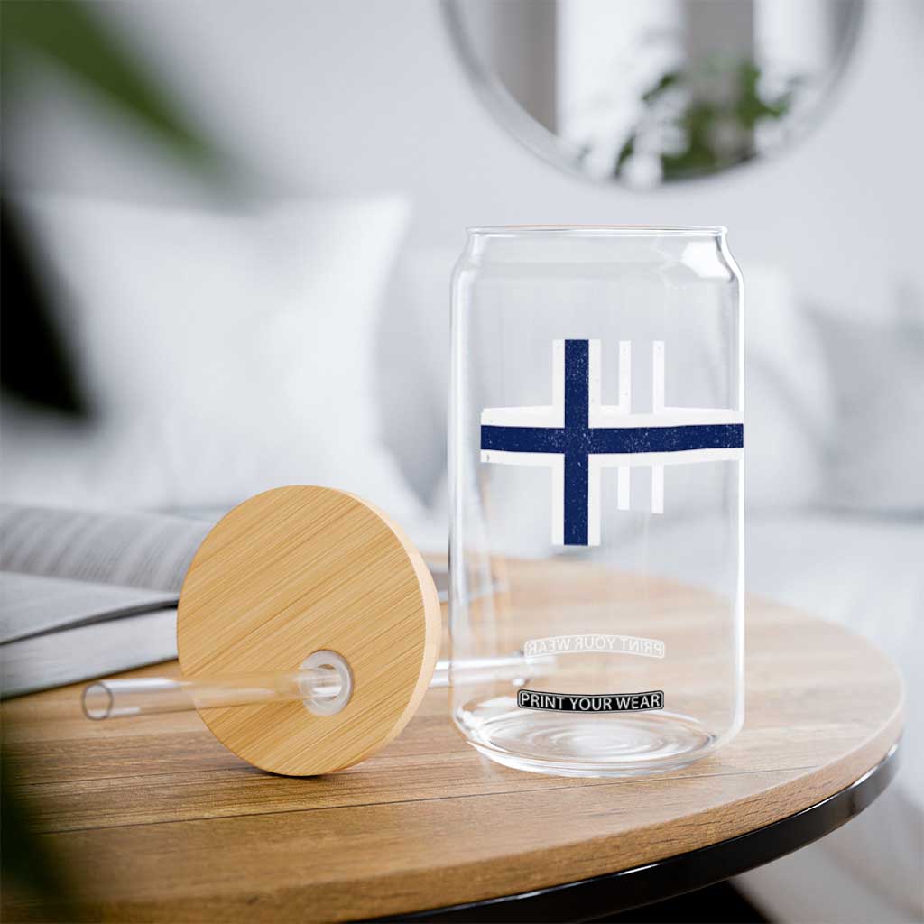 Norway Flag Glass Can Distressed Norwegian Norge Nordic Red White Blue Symbol TS10 Print Your Wear