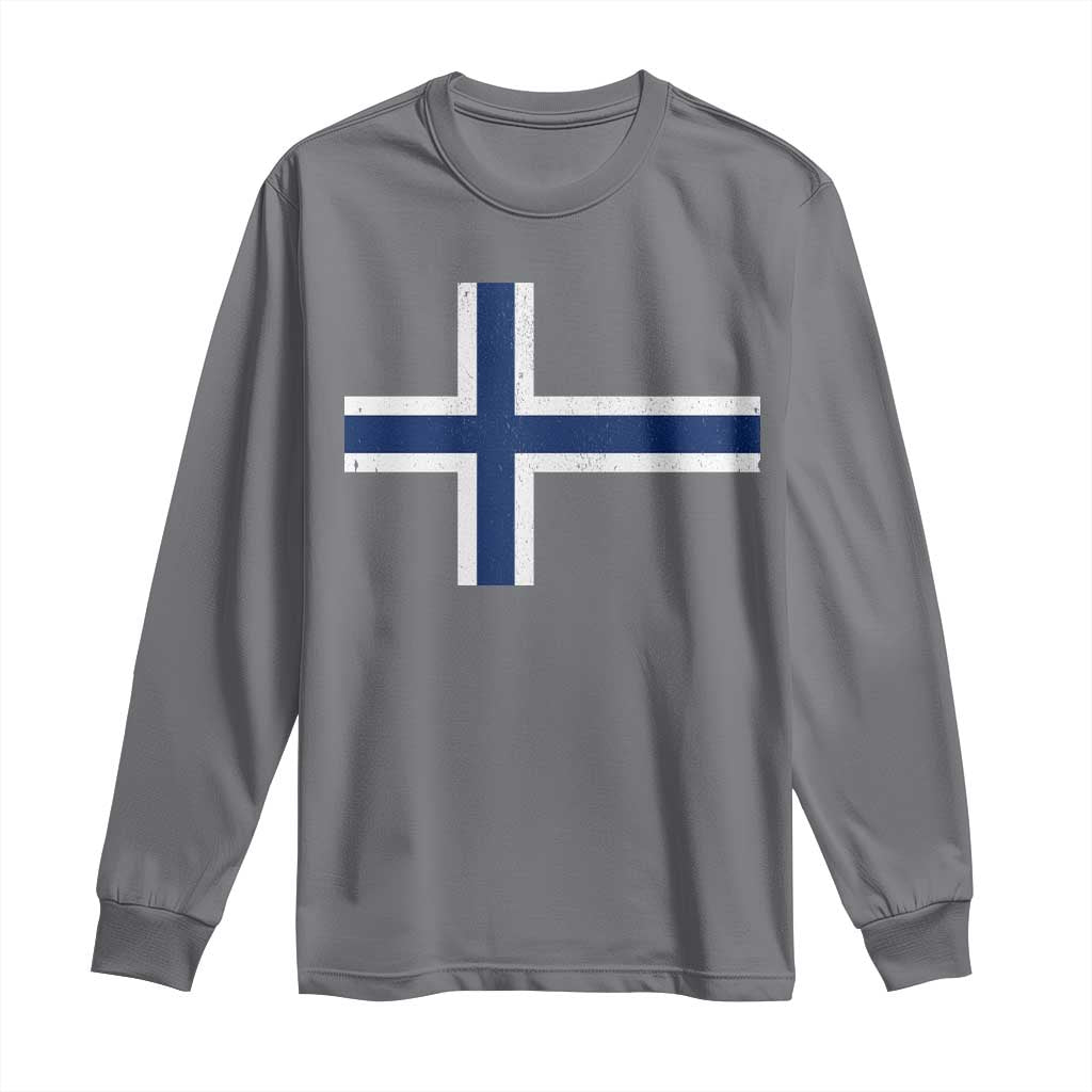 Norway Flag Long Sleeve Shirt Distressed Norwegian Norge Nordic Red White Blue Symbol TS10 Charcoal Print Your Wear