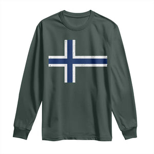 Norway Flag Long Sleeve Shirt Distressed Norwegian Norge Nordic Red White Blue Symbol TS10 Dark Forest Green Print Your Wear