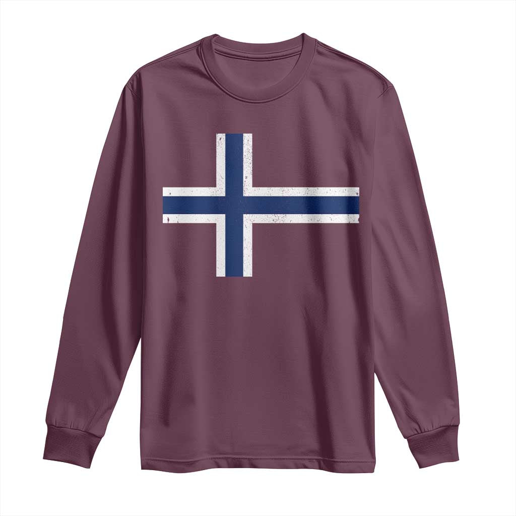 Norway Flag Long Sleeve Shirt Distressed Norwegian Norge Nordic Red White Blue Symbol TS10 Maroon Print Your Wear