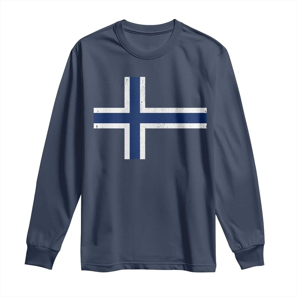 Norway Flag Long Sleeve Shirt Distressed Norwegian Norge Nordic Red White Blue Symbol TS10 Navy Print Your Wear