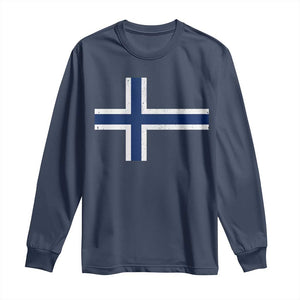 Norway Flag Long Sleeve Shirt Distressed Norwegian Norge Nordic Red White Blue Symbol TS10 Navy Print Your Wear