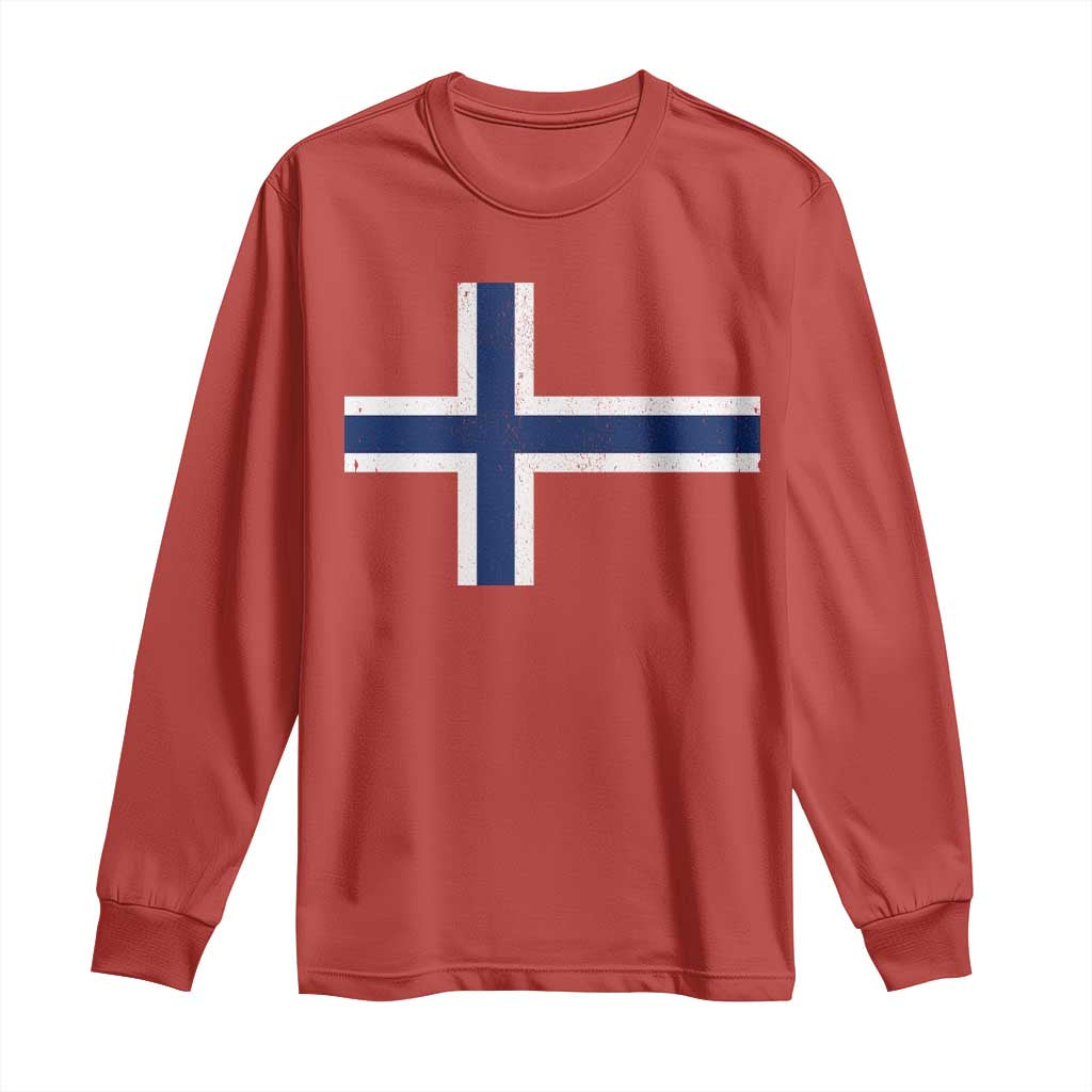 Norway Flag Long Sleeve Shirt Distressed Norwegian Norge Nordic Red White Blue Symbol TS10 Red Print Your Wear