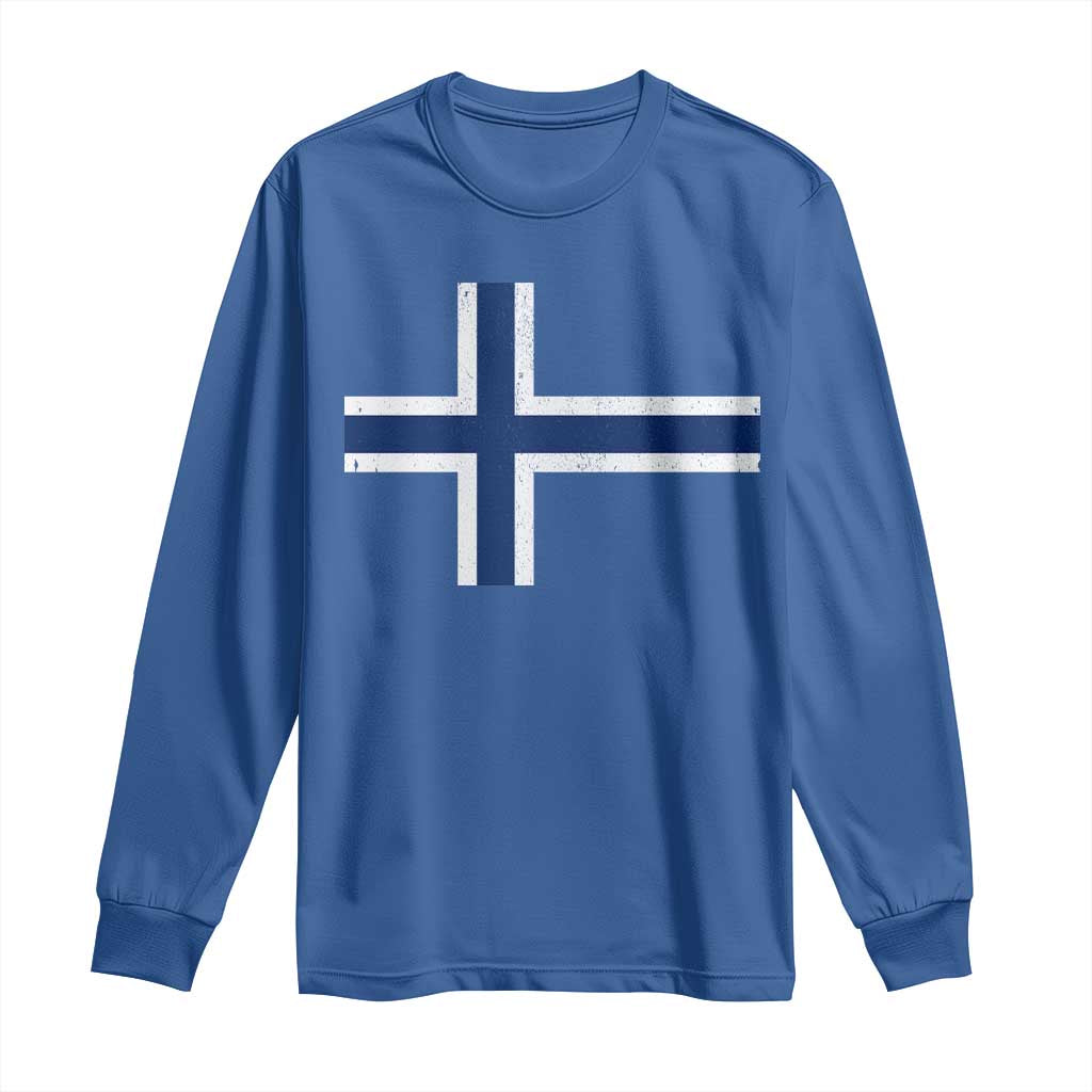 Norway Flag Long Sleeve Shirt Distressed Norwegian Norge Nordic Red White Blue Symbol TS10 Royal Blue Print Your Wear