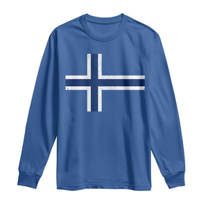 Norway Flag Long Sleeve Shirt Distressed Norwegian Norge Nordic Red White Blue Symbol TS10 Royal Blue Print Your Wear