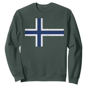 Norway Flag Sweatshirt Distressed Norwegian Norge Nordic Red White Blue Symbol TS10 Dark Forest Green Print Your Wear