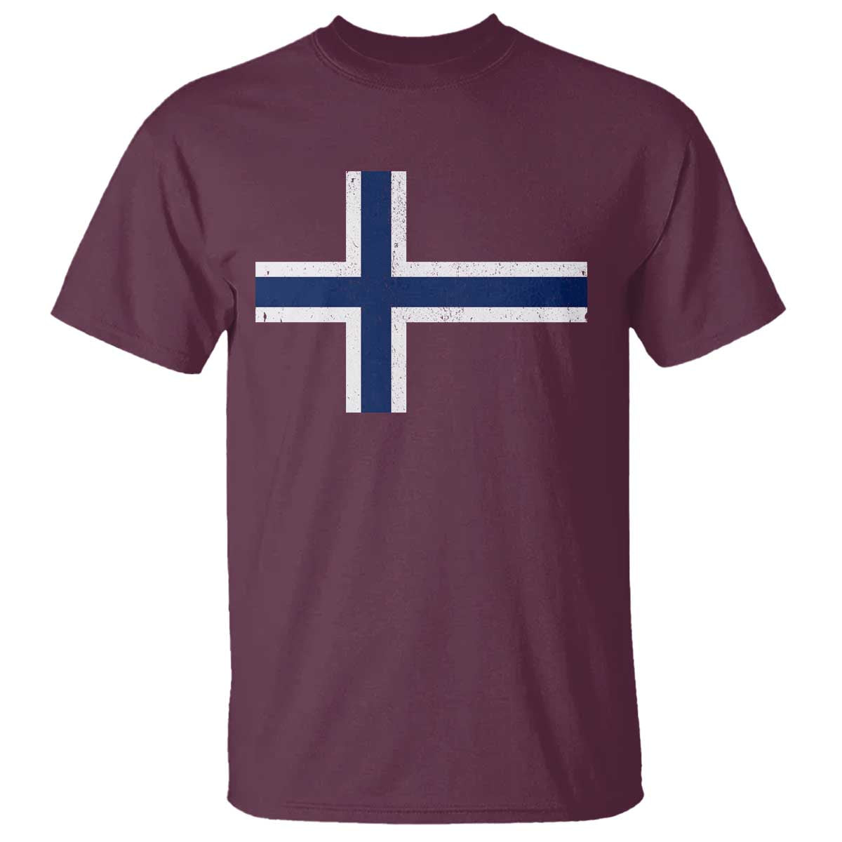 Norway Flag T Shirt Distressed Norwegian Norge Nordic Red White Blue Symbol TS10 Maroon Print Your Wear