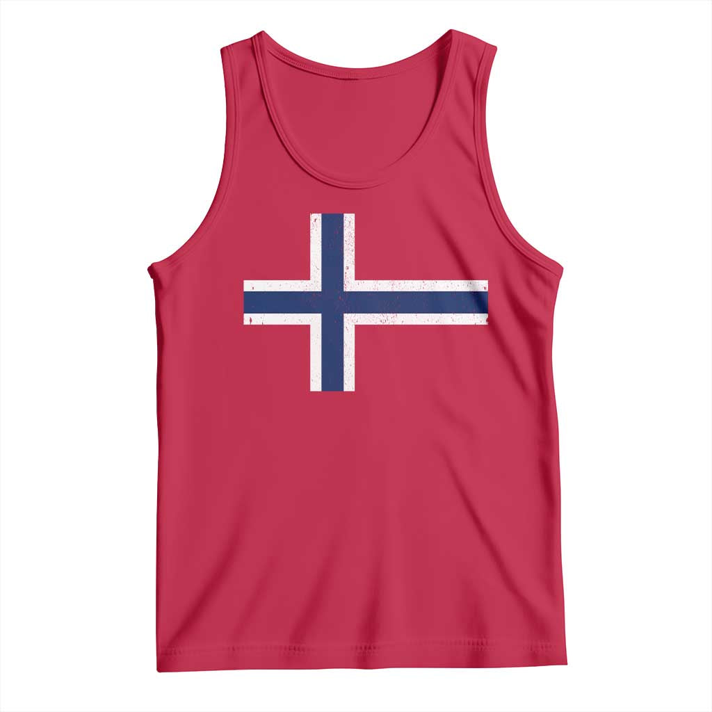 Norway Flag Tank Top Distressed Norwegian Norge Nordic Red White Blue Symbol TS10 Red Print Your Wear