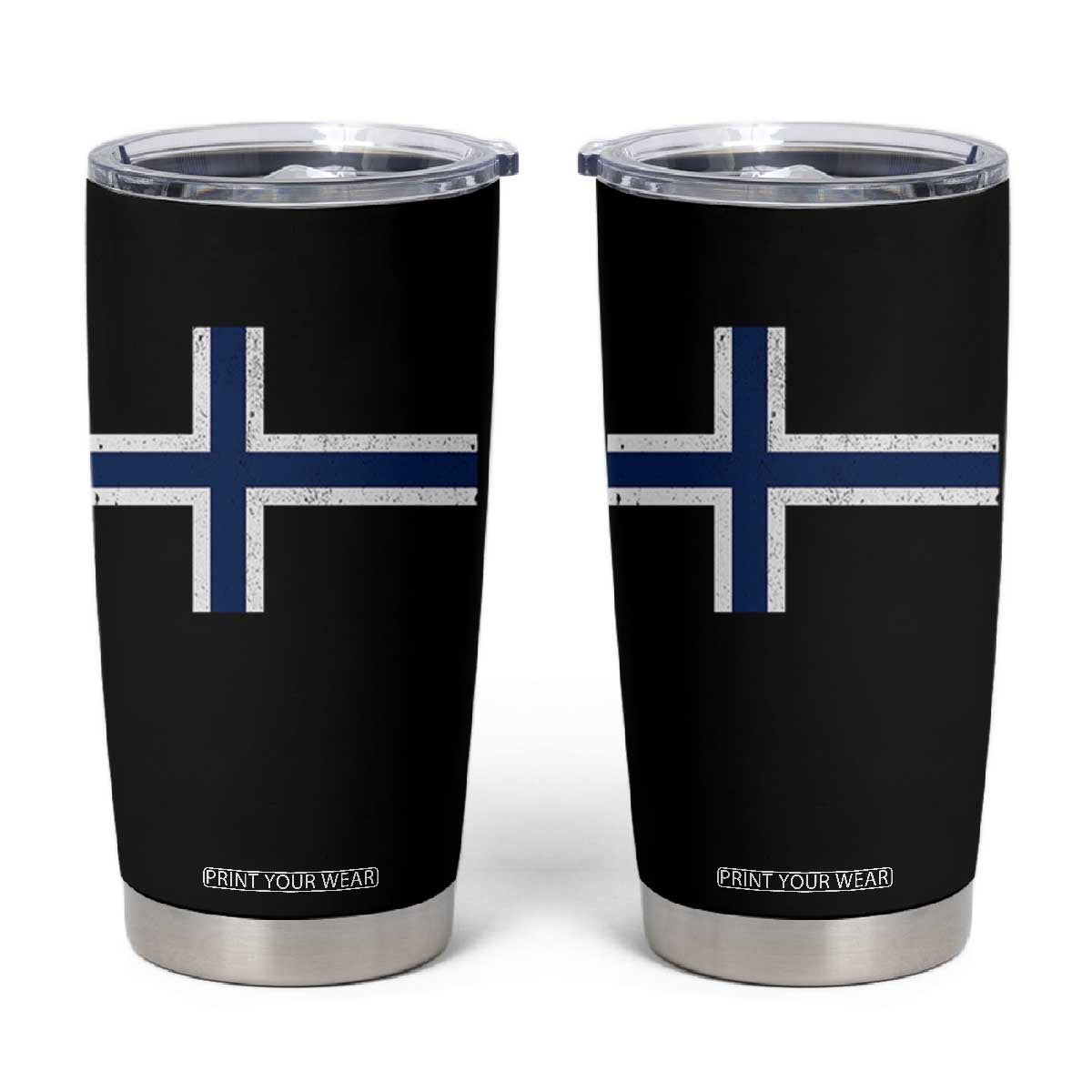 Norway Flag Tumbler Cup Distressed Norwegian Norge Nordic Red White Blue Symbol TS10 Black Print Your Wear