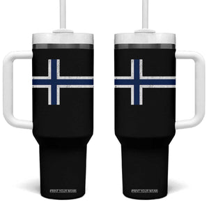 Norway Flag Tumbler With Handle Distressed Norwegian Norge Nordic Red White Blue Symbol TS10 One Size: 40 oz Black Print Your Wear