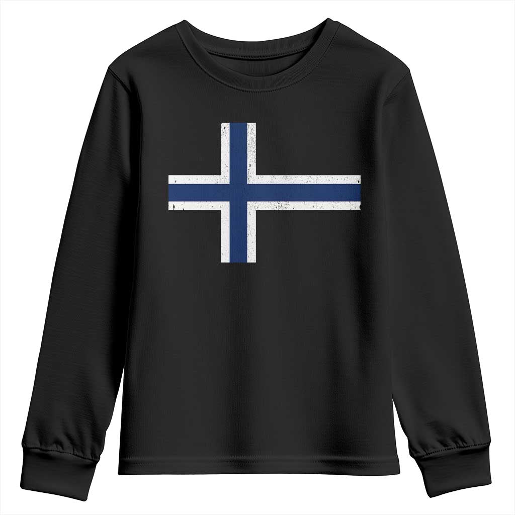 Norway Flag Youth Sweatshirt Distressed Norwegian Norge Nordic Red White Blue Symbol TS10 Black Print Your Wear