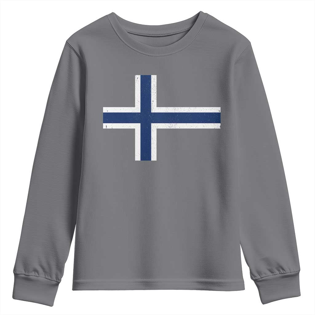 Norway Flag Youth Sweatshirt Distressed Norwegian Norge Nordic Red White Blue Symbol TS10 Charcoal Print Your Wear