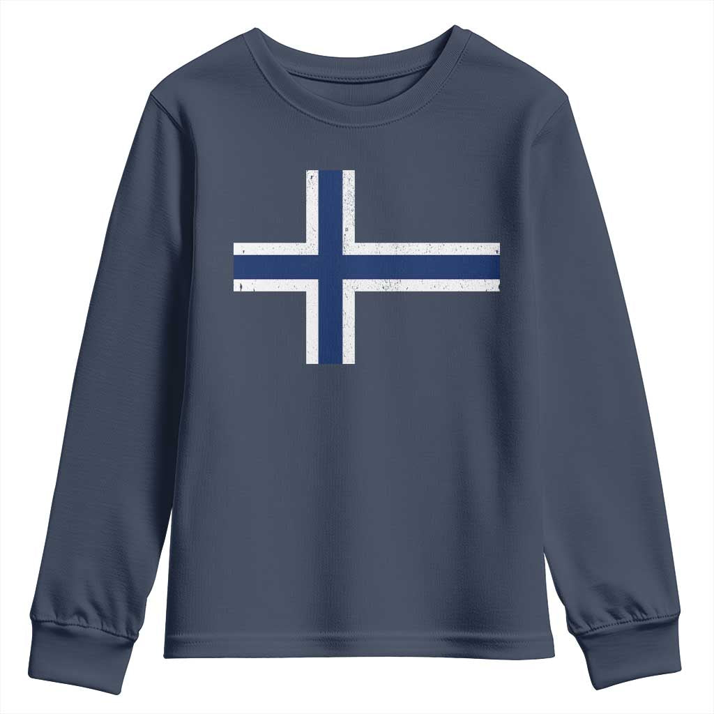 Norway Flag Youth Sweatshirt Distressed Norwegian Norge Nordic Red White Blue Symbol TS10 Navy Print Your Wear