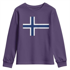 Norway Flag Youth Sweatshirt Distressed Norwegian Norge Nordic Red White Blue Symbol TS10 Purple Print Your Wear