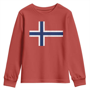 Norway Flag Youth Sweatshirt Distressed Norwegian Norge Nordic Red White Blue Symbol TS10 Red Print Your Wear
