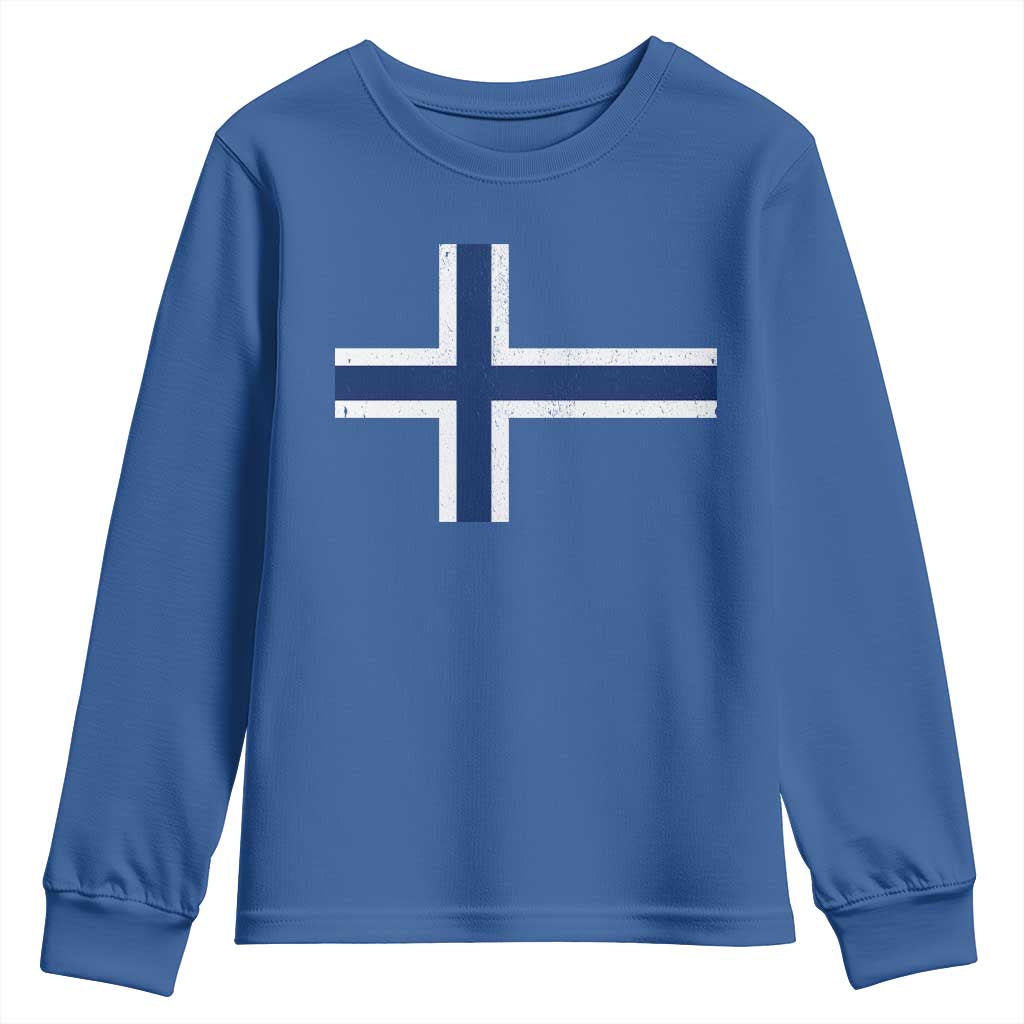 Norway Flag Youth Sweatshirt Distressed Norwegian Norge Nordic Red White Blue Symbol TS10 Royal Blue Print Your Wear