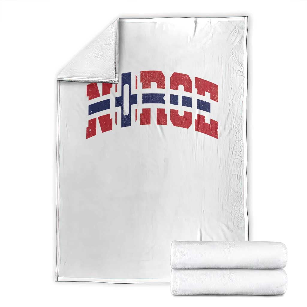 Norge Flag Throw Blanket Varsity Lettering Vintage Distressed Norway Norwegian Pride Scandinavian TS10 White Print Your Wear