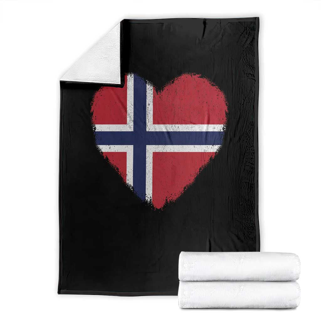 Norway Flag Heart Throw Blanket Vintage Distressed Norge Norwegian Pride Patriotic Scandinavian Love Graphic TS10 Black Print Your Wear