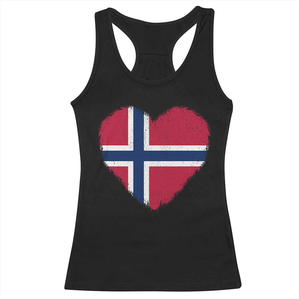 Norway Flag Heart Racerback Tank Top Vintage Distressed Norge Norwegian Pride Patriotic Scandinavian Love Graphic TS10 Black Print Your Wear