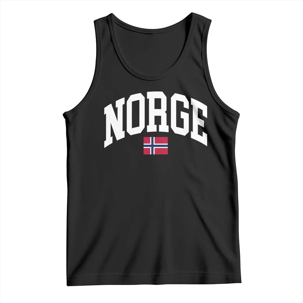 Norge Norway Flag Tank Top Retro Varsity Lettering Norwegian Pride Scandinavian Heritage Graphic TS10 Black Print Your Wear