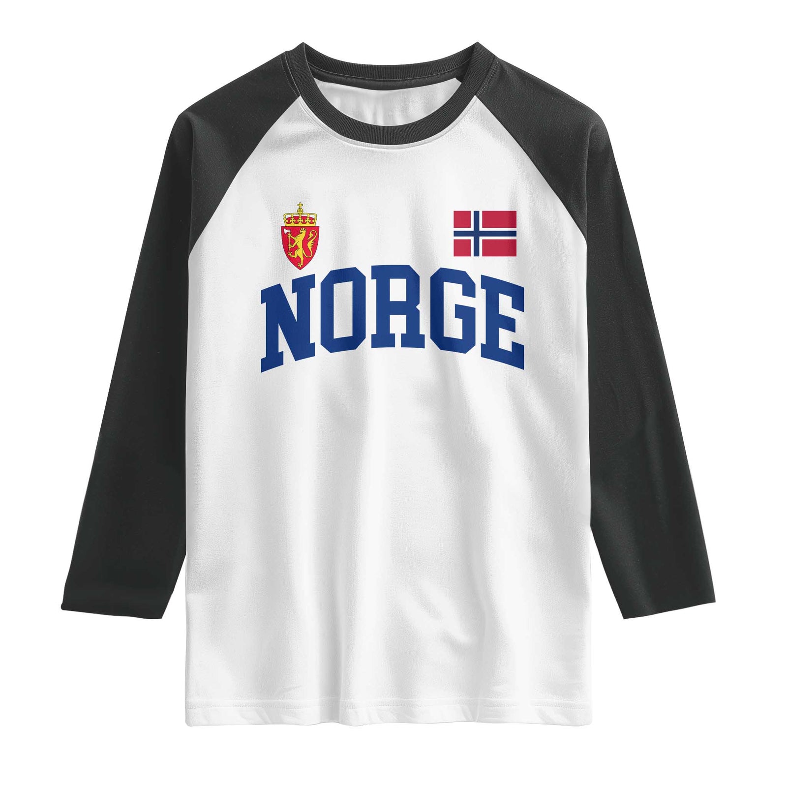 Norge Flag Norway Norwegian Raglan Shirt Vintage Retro TS10 White Black Print Your Wear