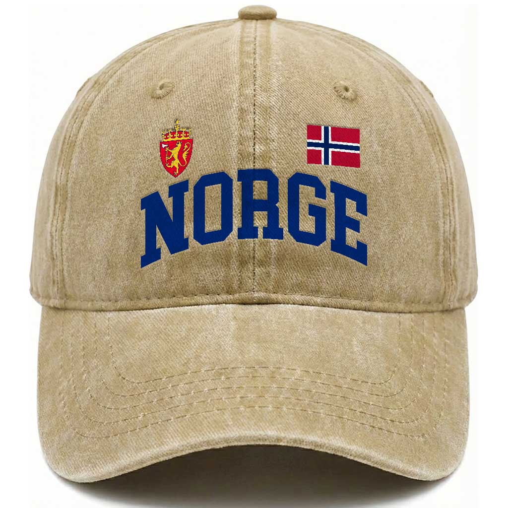 Norge Flag Norway Norwegian Washed Cotton Baseball Cap Vintage Retro TS10 Print Your Wear