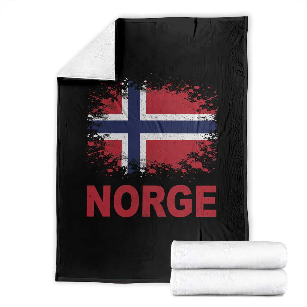 Norge Flag Throw Blanket Norway Watercolor Splatter Vintage Norwegian Pride Patriotic TS10 Black Print Your Wear