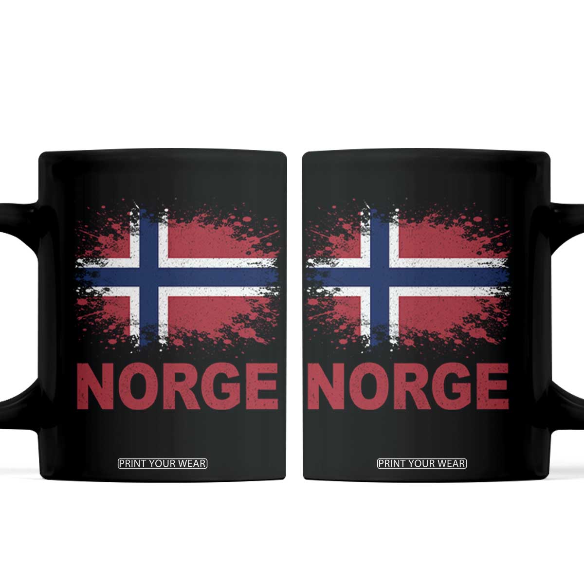 Norge Flag Coffee Mug Norway Watercolor Splatter Vintage Norwegian Pride Patriotic TS10 Black Print Your Wear