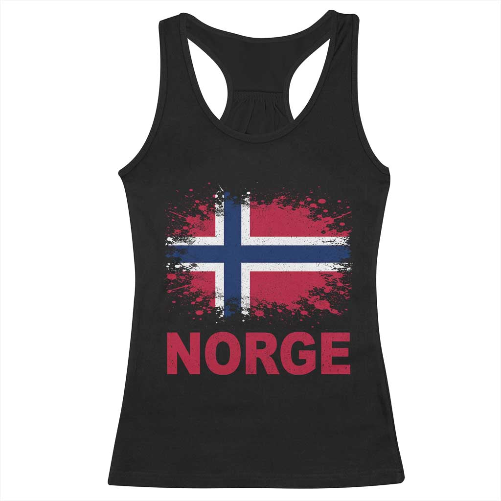 Norge Flag Racerback Tank Top Norway Watercolor Splatter Vintage Norwegian Pride Patriotic TS10 Black Print Your Wear