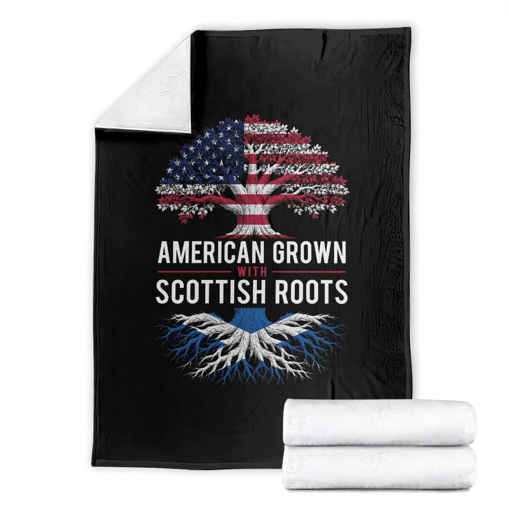 American Grown With Scottish Roots Throw Blanket Family Heritage USA Scotland Pride Gift TS10 Black Print Your Wear