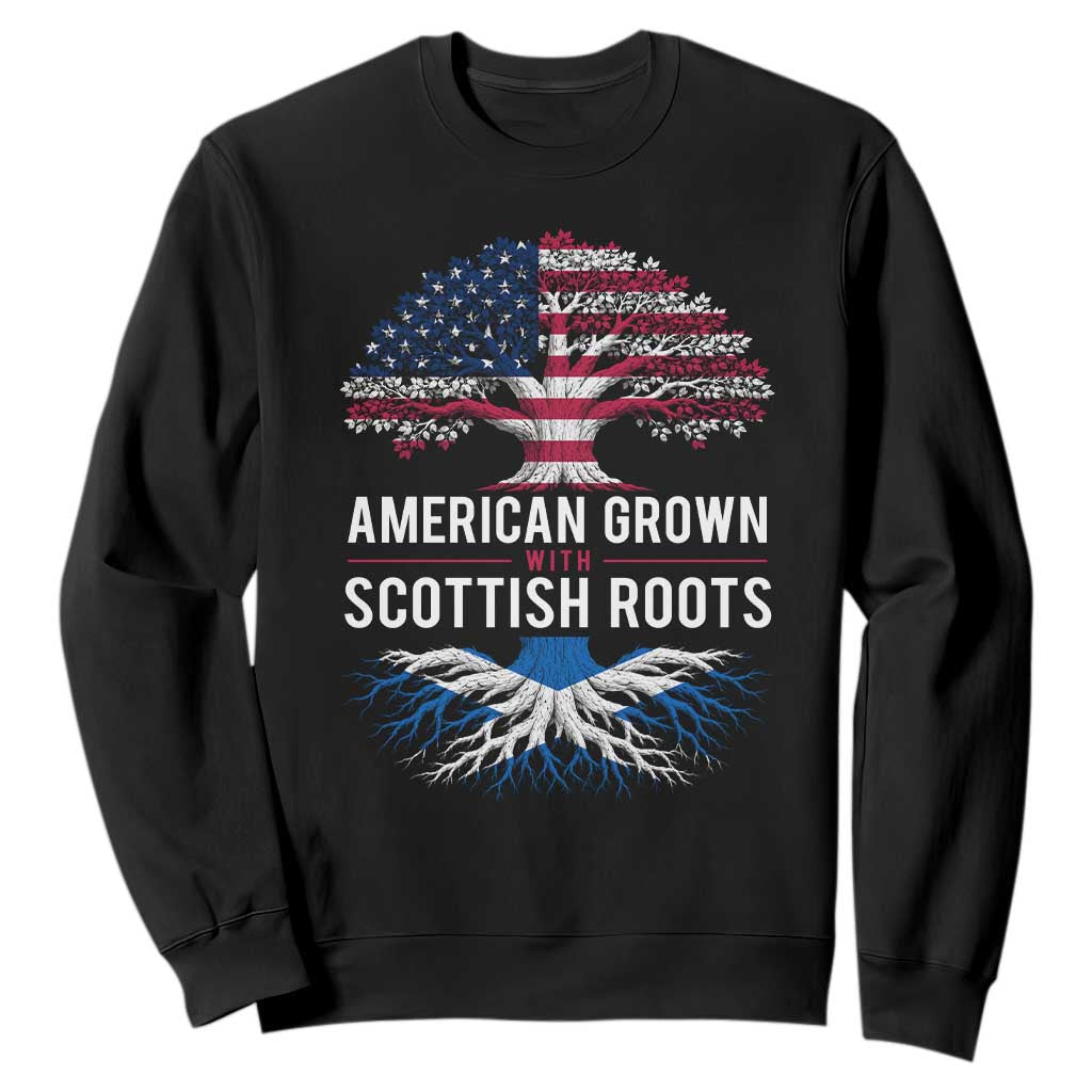 American Grown With Scottish Roots Sweatshirt Family Heritage USA Scotland Pride Gift TS10 Black Print Your Wear