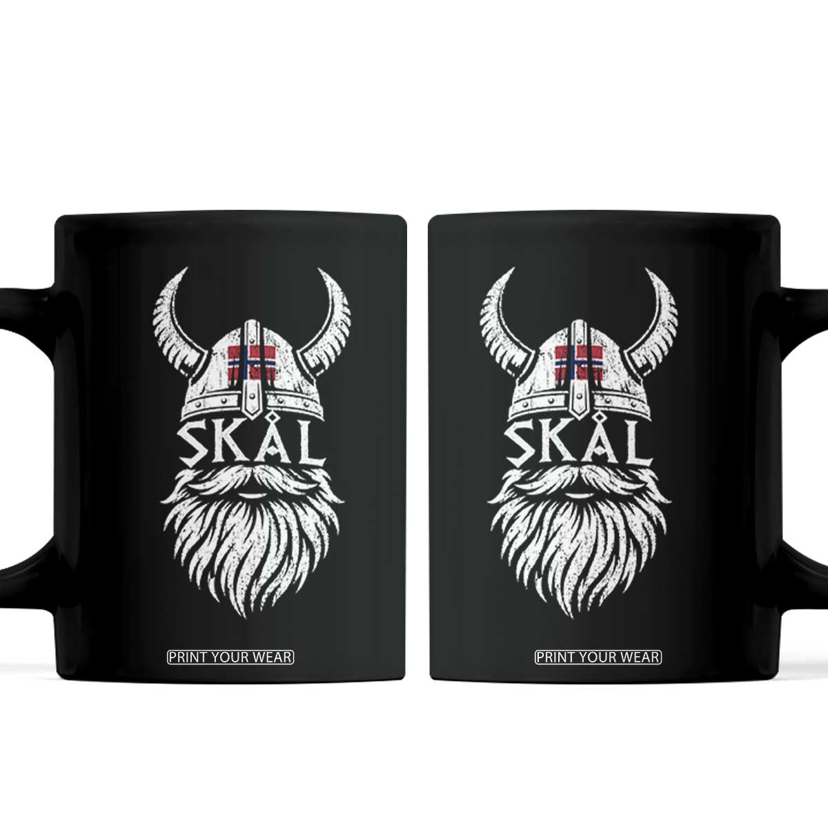 Skål Viking Norway Flag Coffee Mug Norwegian Cheer Vintage Norse Pride Graphic TS10 Black Print Your Wear