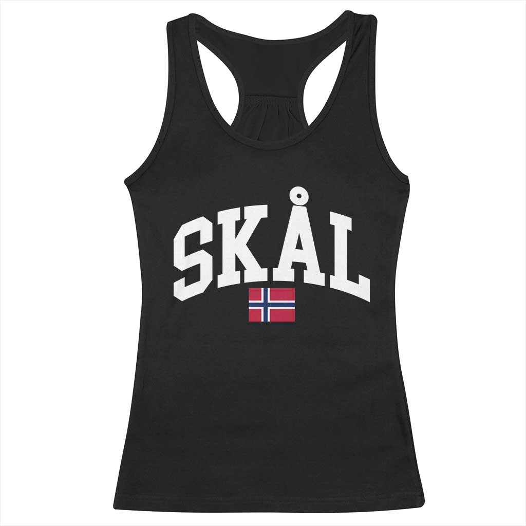 Skal Norwegian Sayings Racerback Tank Top Cheers in Norwegian Norway Viking Heritage Scandinavian Graphic TS10 Black Print Your Wear