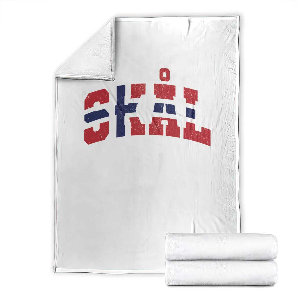 Skal Norway Flag Throw Blanket Vintage Cheers Norwegian Sayings Viking Heritage Scandinavian Graphic TS10 White Print Your Wear