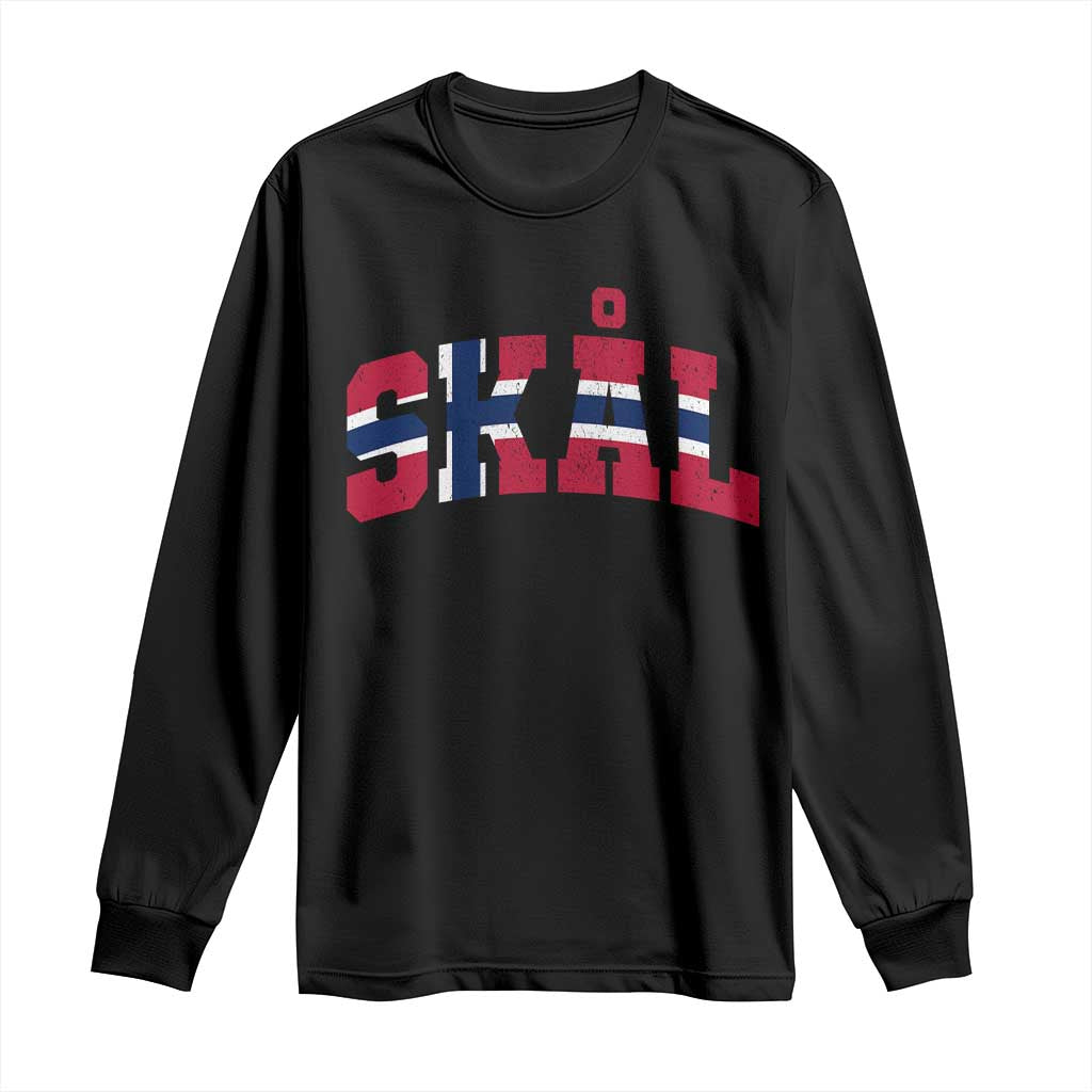 Skal Norway Flag Long Sleeve Shirt Vintage Cheers Norwegian Sayings Viking Heritage Scandinavian Graphic TS10 Black Print Your Wear