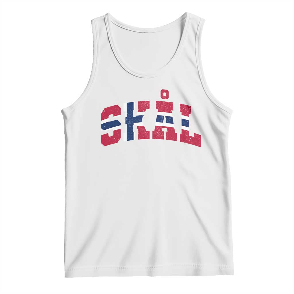 Skal Norway Flag Tank Top Vintage Cheers Norwegian Sayings Viking Heritage Scandinavian Graphic TS10 White Print Your Wear