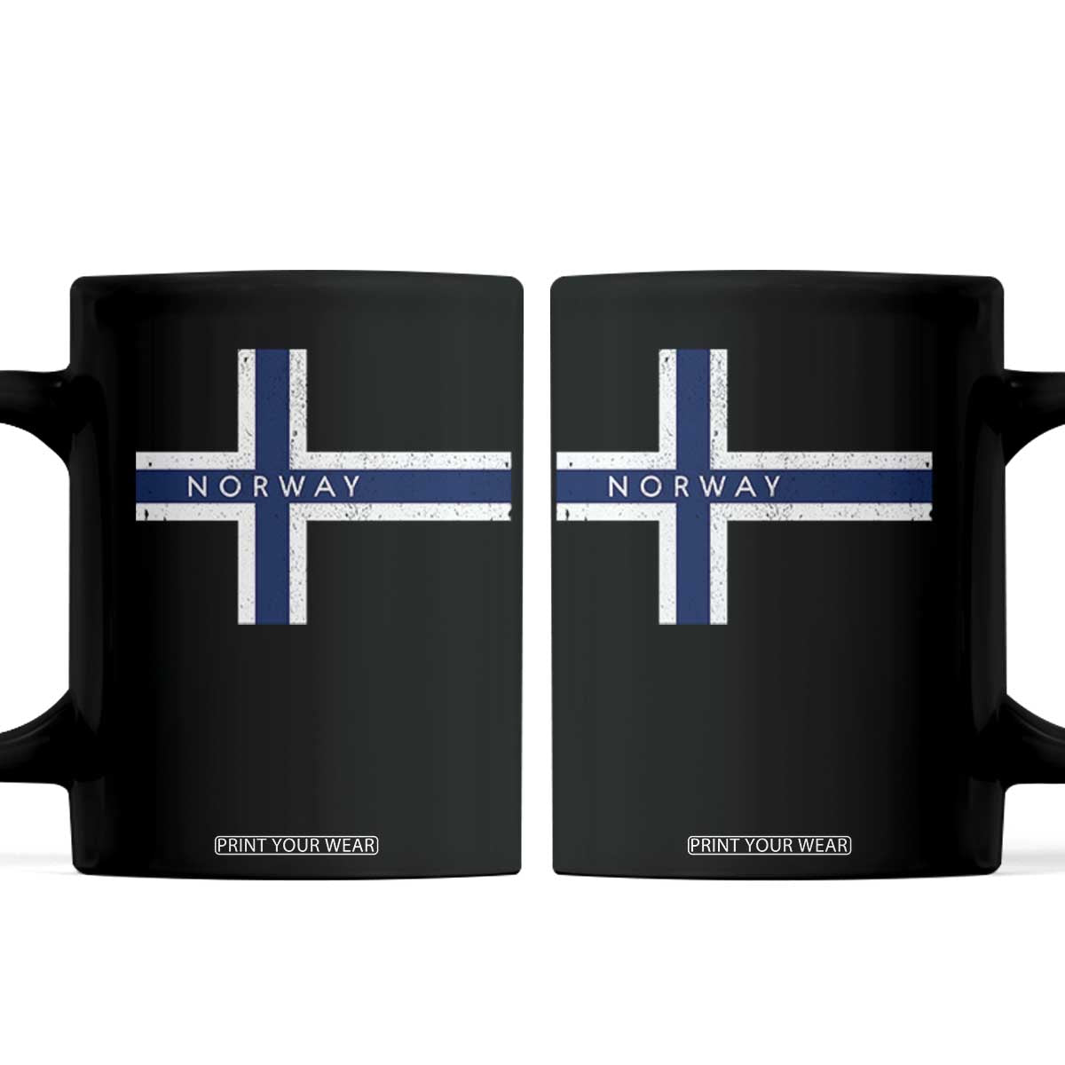 Norway Flag Cross Coffee Mug Vintage Distressed Norwegian Heritage Patriotic Scandinavian Graphic TS10 Black Print Your Wear