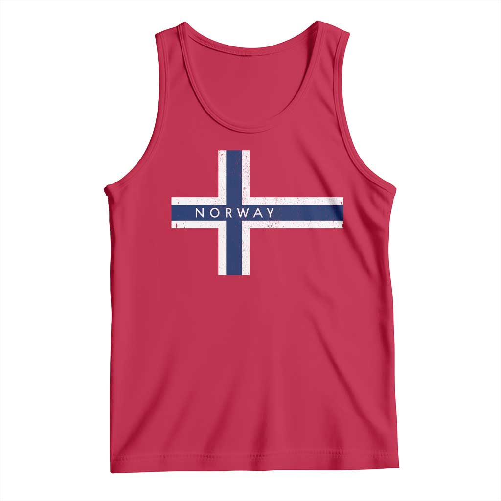 Norway Flag Cross Tank Top Vintage Distressed Norwegian Heritage Patriotic Scandinavian Graphic TS10 Red Print Your Wear