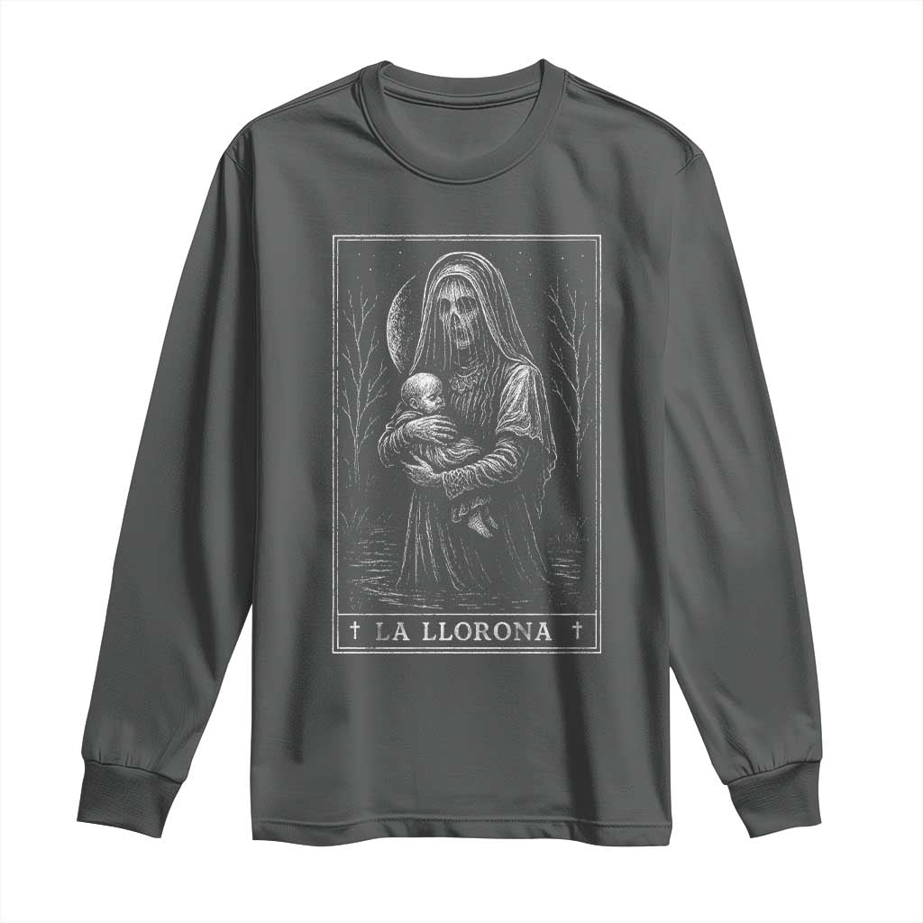La Llorona Long Sleeve Shirt Tarot Card Horror Death Occult Mexican Folklore Halloween TS10 Dark Heather Print Your Wear