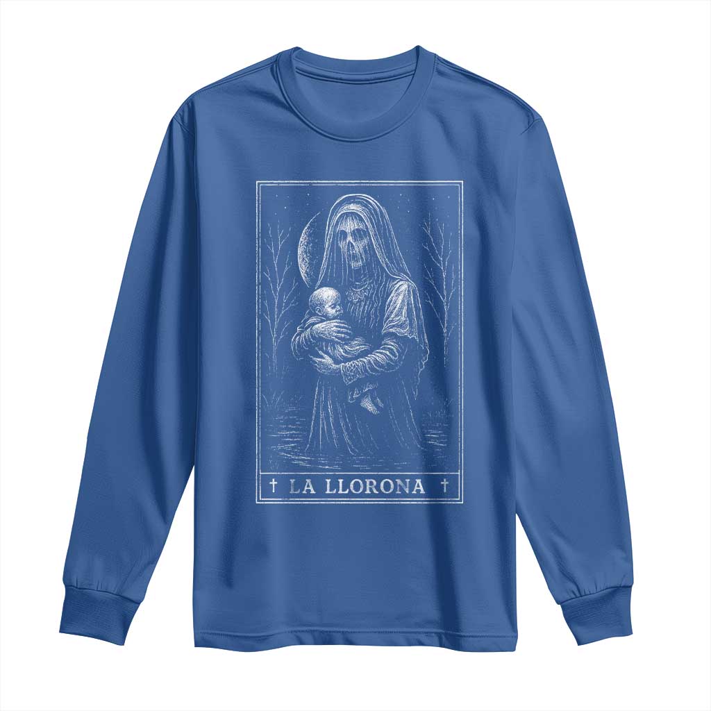 La Llorona Long Sleeve Shirt Tarot Card Horror Death Occult Mexican Folklore Halloween TS10 Royal Blue Print Your Wear