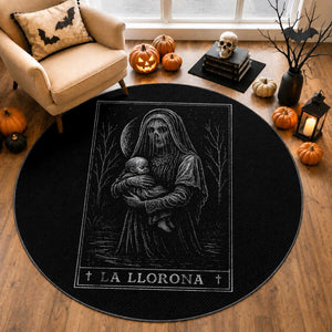 La Llorona Round Rug Tarot Card Horror Death Occult Mexican Folklore Halloween