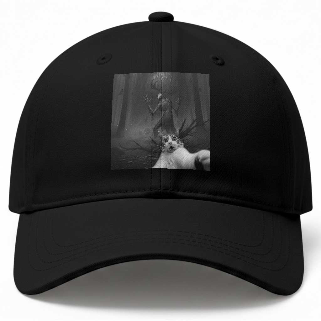 Cat Selfie With Wendigo Baseball Cap Horror Halloween Funny Cat Gifts TS10 Print Your Wear