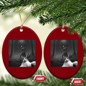 Cat Selfie With Wendigo Ceramic Ornament Horror Halloween Funny Cat Gifts TS10 Print Your Wear