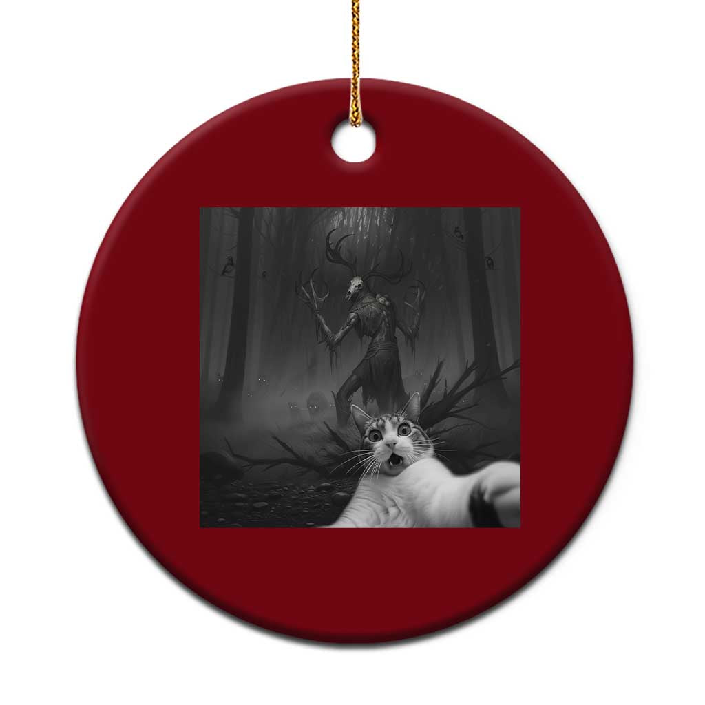 Cat Selfie With Wendigo Ceramic Ornament Horror Halloween Funny Cat Gifts TS10 1pc Red Print Your Wear