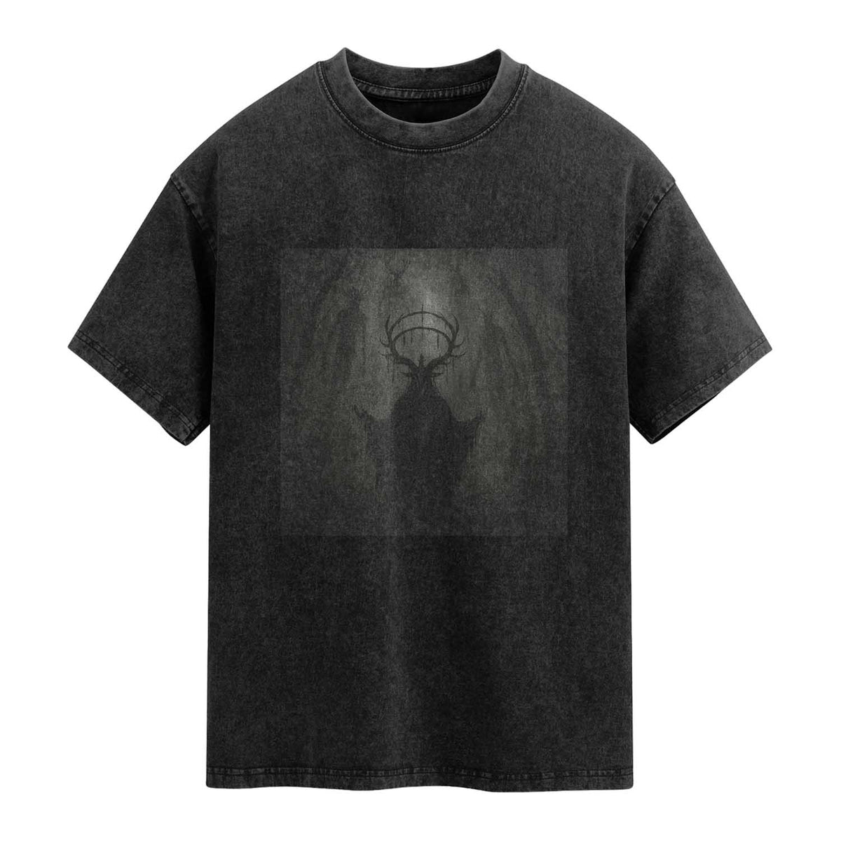 Wendigo Washed Cotton T-Shirt Gothic Horror Forest Demon Cryptid Occult Dark Fantasy TS10 Black Print Your Wear