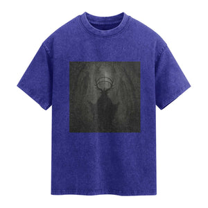 Wendigo Washed Cotton T-Shirt Gothic Horror Forest Demon Cryptid Occult Dark Fantasy TS10 Indigo Blue Print Your Wear